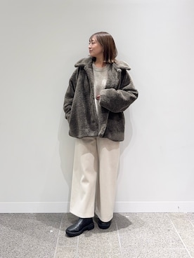 「URBAN RESEARCH DOORS（アーバンリサーチドアーズ）のコクーンシルエットボアコート（その他アウター）」を使った、maikoさん（レディース・154cm）の秋コーディネート