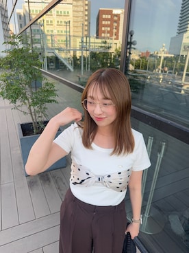 「SMELLY（スメリー）のアソートビッグスカーフ（バンダナ/スカーフ、ホワイト系）」を使った、maikoさん（レディース・154cm）の夏コーディネート
