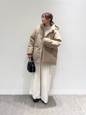 「アイテム（ボストンバッグ）」を使った、maikoさん（レディース・154cm）の冬コーディネート