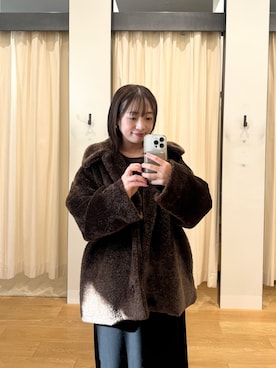 「URBAN RESEARCH DOORS（アーバンリサーチドアーズ）のコクーンシルエットボアコート（その他アウター）」を使った、maikoさん（レディース・154cm）の秋コーディネート