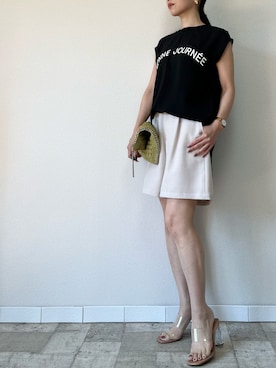 「M.deux（エムドゥ）のアイテム（パンツ）」を使った、M.deux  STAFF３さん（レディース・157cm）の夏コーディネート
