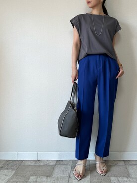 「M.deux（エムドゥ）のアイテム（パンツ）」を使った、M.deux  STAFF３さん（レディース・157cm）の夏コーディネート