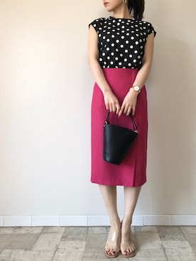 「アイテム（スカート、ピンク系）」を使った、M.deux  STAFF３さん（レディース・157cm）の春コーディネート