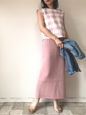 「M.deux（エムドゥ）のアイテム（デニムジャケット）」を使った、M.deux  STAFF３さん（レディース・157cm）の夏コーディネート