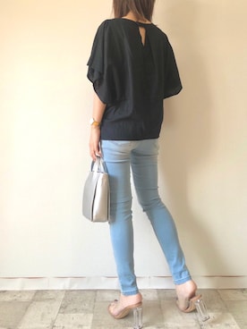「M.deux（エムドゥ）のアイテム（デニムパンツ）」を使った、M.deux  STAFF３さん（レディース・157cm）の夏コーディネート