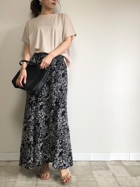 「M.deux（エムドゥ）のアイテム（Tシャツ/カットソー）」を使った、M.deux  STAFF３さん（レディース・157cm）の夏コーディネート