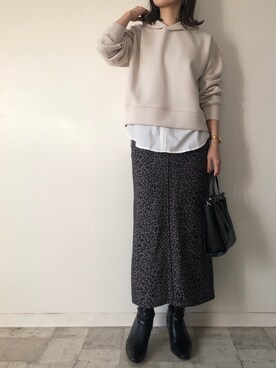 「M.deux（エムドゥ）のアイテム（Tシャツ/カットソー）」を使った、M.deux  STAFF３さん（レディース・157cm）の冬コーディネート