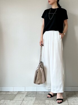 「M.deux（エムドゥ）のアイテム（パンツ）」を使った、M.deux  STAFF３さん（レディース・157cm）の夏コーディネート