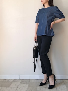 「M.deux（エムドゥ）のアイテム（パンツ）」を使った、M.deux  STAFF３さん（レディース・157cm）の春コーディネート