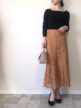 「M.deux（エムドゥ）のアイテム（スカート）」を使った、M.deux  STAFF３さん（レディース・157cm）の冬コーディネート