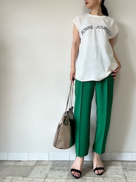 「M.deux（エムドゥ）のアイテム（パンツ）」を使った、M.deux  STAFF３さん（レディース・157cm）の夏コーディネート