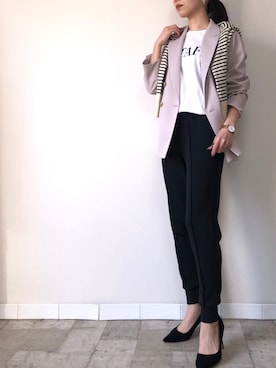 「M.deux（エムドゥ）のアイテム（パンツ）」を使った、M.deux  STAFF３さん（レディース・157cm）の冬コーディネート