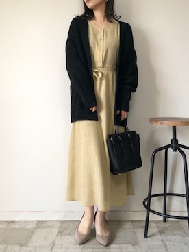 「M.deux（エムドゥ）のアイテム（ワンピース）」を使った、M.deux  STAFF３さん（レディース・157cm）の冬コーディネート