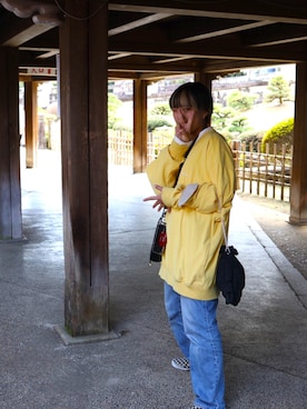 「Eddie Bauer（エディーバウアー）のアイテム（スウェット）」を使った、まるおしさん（レディース・160cm）の春コーディネート
