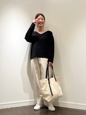 「ビッグトート」｜「アイテム（その他）」を使った、AKIRAさん（レディース・158cm）の冬コーディネート