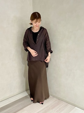 「リネンシャツ」｜AKIRAさん（レディース・158cm）の秋コーディネート