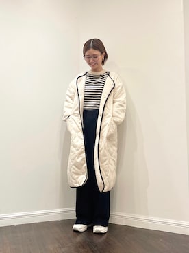 「マリン」｜「アイテム（ノーカラージャケット）」を使った、AKIRAさん（レディース・158cm）の冬コーディネート