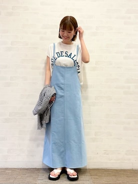 「みんなの白Tフェス」｜「アイテム（オールインワン・サロペット）」を使った、AKIRAさん（レディース・158cm）の夏コーディネート