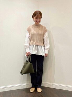 「ドッキング」｜「アイテム（その他）」を使った、AKIRAさん（レディース・158cm）の秋コーディネート