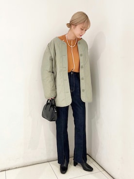 「LOWRYS FARM（ローリーズファーム）のストレッチヒールブーツ　851418（ブーツ）」を使った、nanaさん（レディース・163cm）の秋コーディネート