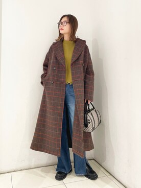 「チェック柄に恋してる」｜「アイテム（チェスターコート）」を使った、nanaさん（レディース・163cm）の冬コーディネート