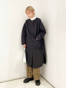 「LOWRYS FARM（ローリーズファーム）のアイテム（ノーカラーコート）」を使った、nanaさん（レディース・163cm）の秋コーディネート