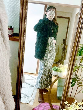 「GRL（グレイル）のアイテム（スカート、ブルー系）」を使った、🥨さん（レディース・155cm）の冬コーディネート