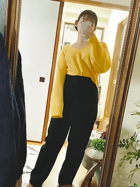 「UNIQLO（ユニクロ）のタックワイドパンツ（パンツ、グレー系）」を使った、🥨さん（レディース・155cm）の冬コーディネート