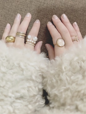 「PHILIPPE AUDIBERT（フィリップ オーディベール）の【PHILIPPE AUDIBERT】WOMEN リング inola ring brass Bicolor silver/gold BG4669（リング、シルバー系）」を使った、🥨さん（レディース・155cm）の冬コーディネート