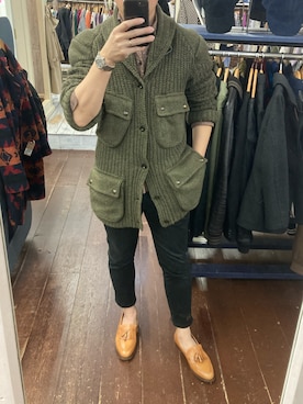 「アイテム（ローファー、オレンジ系）」を使った、lasscalさん（メンズ・174cm）の冬コーディネート