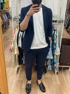 「NANO universe（ナノユニバース）のアイテム（スラックス）」を使った、lasscalさん（メンズ・174cm）の夏コーディネート