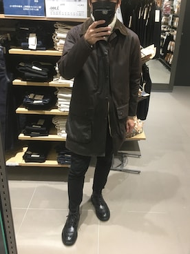 「バブアー」｜「アイテム（チノパンツ）」を使った、lasscalさん（メンズ・174cm）の秋コーディネート