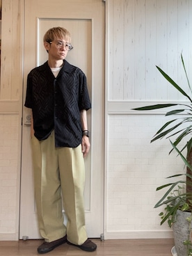 「アイテム（スリッポン）」を使った、T2yさん（メンズ・170cm）の夏コーディネート