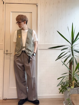 「アイテム（モカシン/デッキシューズ）」を使った、T2yさん（メンズ・170cm）の夏コーディネート