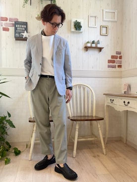 「レザーサンダル」｜「アイテム（財布/小物）」を使った、T2yさん（メンズ・170cm）の春コーディネート