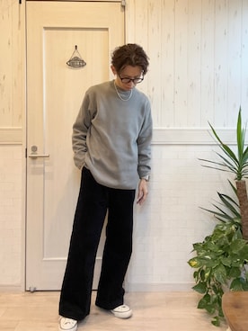 「WYM LIDNM（ウィム バイ リドム）のMILANO RIB HEAVY WEIGHT PO KNIT（ニット/セーター）」を使った、T2yさん（メンズ・170cm）の冬コーディネート