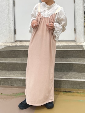 「袖フリル」｜「アイテム（ワンピース/ドレス）」を使った、いまむら　みすずさん（レディース・164cm）の春コーディネート