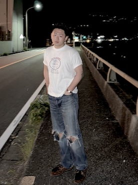 「アイテム（モカシン/デッキシューズ、ブラウン系）」を使った、masaoさん（メンズ・176cm）の夏コーディネート