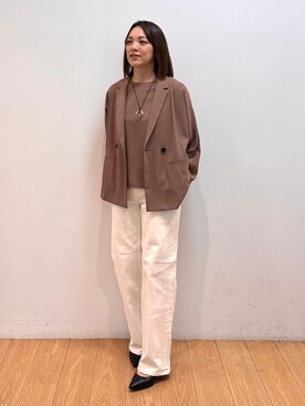 「INDIVI（インディヴィ）の【さらに軽く軽快！／着る日傘】ドルマントップス（シャツ/ブラウス、ブラウン系）」を使った、mikkoさん（レディース・159cm）の春コーディネート