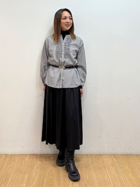 「アイテム（ベルト）」を使った、mikkoさん（レディース・159cm）の冬コーディネート