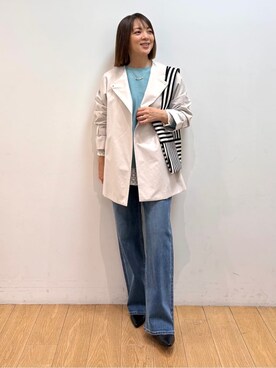 「INDIVI（インディヴィ）の【撥水/軽量】ミドル丈 ミニマルトレンチコート（トレンチコート、ベージュ系）」を使った、mikkoさん（レディース・159cm）の春コーディネート