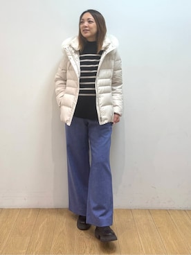 「アイテム（ダウンジャケット/コート）」を使った、mikkoさん（レディース・159cm）の冬コーディネート