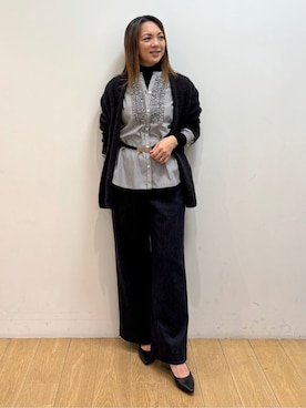 「アイテム（ベルト）」を使った、mikkoさん（レディース・159cm）の冬コーディネート