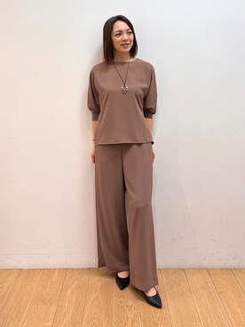「INDIVI（インディヴィ）の【さらに軽く軽快！／着る日傘】ドルマントップス（シャツ/ブラウス、ブラウン系）」を使った、mikkoさん（レディース・159cm）の春コーディネート