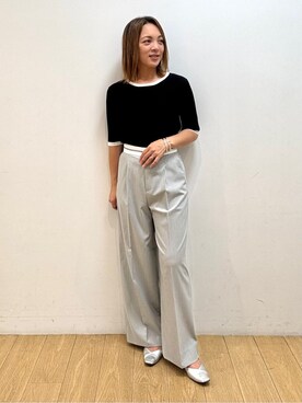 「アイテム（ニット/セーター）」を使った、mikkoさん（レディース・159cm）の夏コーディネート