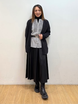 「アイテム（ベルト）」を使った、mikkoさん（レディース・159cm）の冬コーディネート
