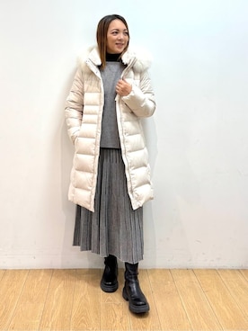 「アイテム（ダウンジャケット/コート）」を使った、mikkoさん（レディース・159cm）の冬コーディネート