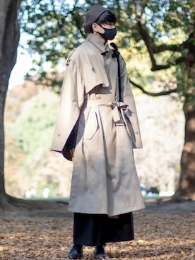 「stein（シュタイン）のアイテム（トレンチコート）」を使った、しゅたさん（メンズ・181cm）の冬コーディネート