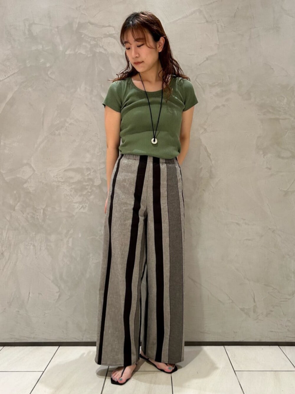 45R/45rpm コットンリネンツイードのストレッチイージーワイドパンツ 定価30800円 パンツ ブラウン レディース フォーティーファイブアールピーエム【中古】5-0911G∞ パンツ コットンリネンストレッチ イージーワイドパンツ レディース