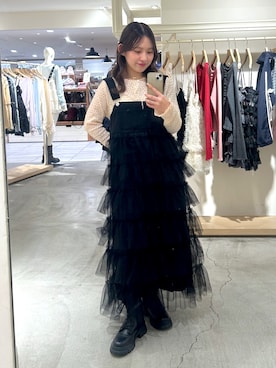 「w closet（ダブルクローゼット）のレースアップスニーカーブーツ（その他シューズ、ブラック系）」を使った、kanonさん（レディース・152cm）の春コーディネート